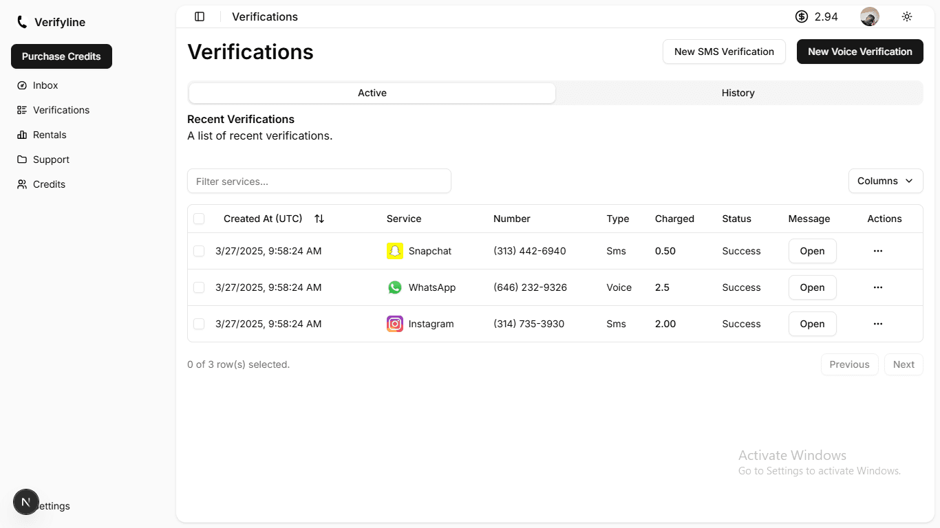 VerifyLine product interface